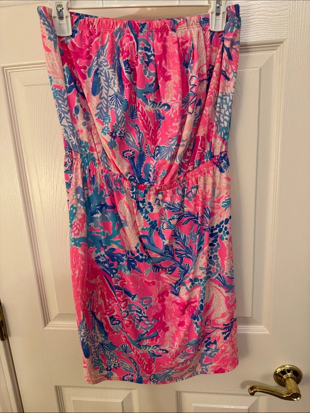 Lilly Pulitzer Pink and Blue Strapless Floral Sundress - Picture 2 of 5